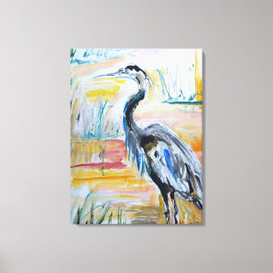 Großer Blaureiher-Feuchtgebiet-Expressionist Leinwanddruck