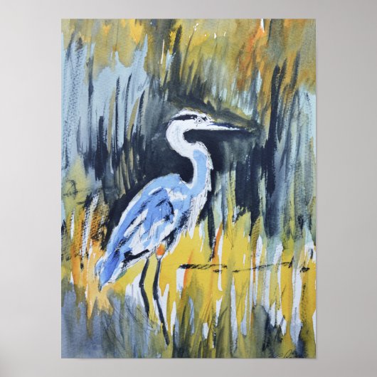 Großer Blaureiher-Marsch-Expressionist Poster (Vorne)