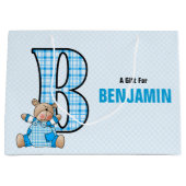 Großer Blue Letter B für Jungen mit Teddy Bären Große Geschenktüte (Vorderseite)