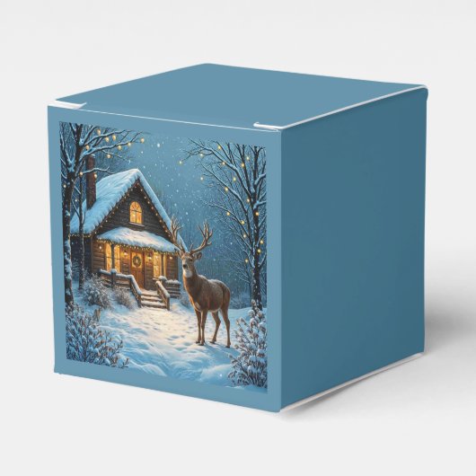 Großer Bock besucht ein verschneites Weihnachten Geschenkschachtel (Vorderseite)