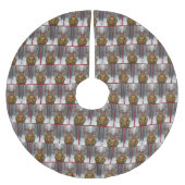 Großer Bock mit leuchtendem Weihnachtskranz Polyester Weihnachtsbaumdecke (Vorderseite)
