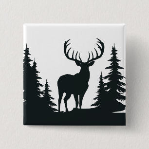 Großer Bock zwischen Kiefern Vektor Button