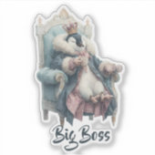 Großer Boss Winter Pinguin Design Aufkleber (Vorderseite)
