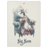 Großer Boss Winter Pinguin Design Klemmbrett (Rückseite)