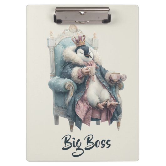Großer Boss Winter Pinguin Design Klemmbrett (Vorderseite)