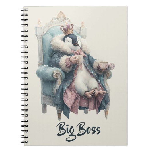 Großer Boss Winter Pinguin Design Notizblock (Vorderseite)