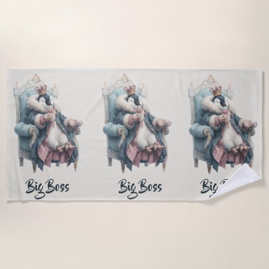 Großer Boss Winter Pinguin Design Strandtuch (Vorderseite)