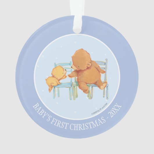 Großer Braunbär hilft wenig gelber Bär Ornament (Rückseite)