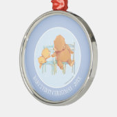 Großer Braunbär hilft wenig gelber Bär Silbernes Ornament (Links)