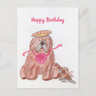 Großer brauner Hund und Welpe Postkarte