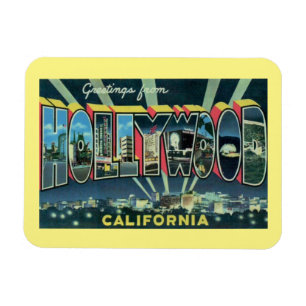 Großer Brief Gruß Hollywood Kalifornien Vintage Magnet