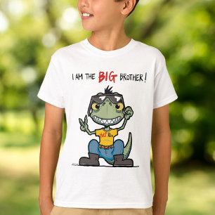 Großer Bruder Glücklicher Grüner Dinosaurier Weiß T-Shirt