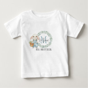 Großer-Bruder-Häschen-Shirt Personalisiert Blau Fl Baby T-shirt