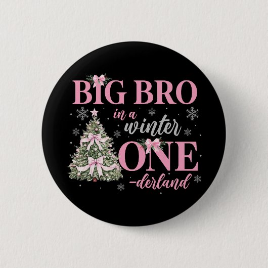 Großer Bruder in einem Winter-Onederland-Geburtsta Button (Vorderseite)