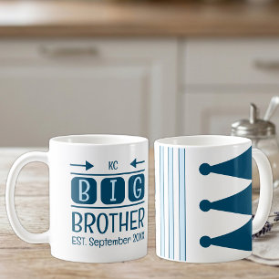 Großer Bruder Initialen gegr. Monat Jahr blau Kaffeetasse
