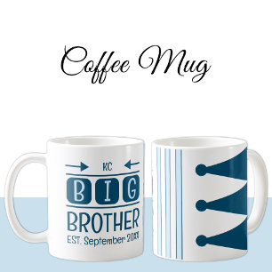 Großer Bruder Initialen gegr. Monat Jahr blau Kaffeetasse
