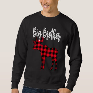 Großer Bruder-Moose-Buffalo-Rotkariertes-Christmas Sweatshirt
