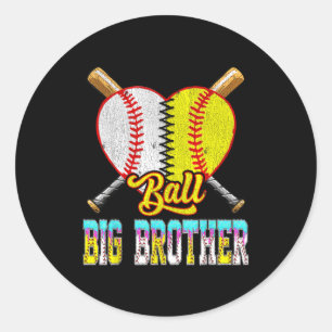 Großer Bruder von beiden halben Baseball-Softball- Runder Aufkleber