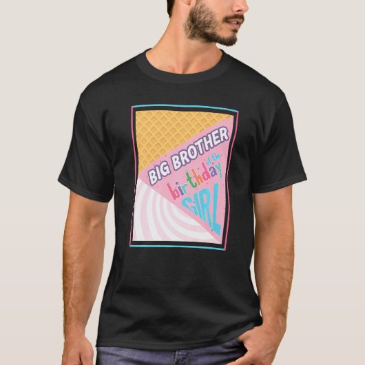 Grosser Bruder von Birthday Girl Ice Cream Thema M T-Shirt (Vorderseite)