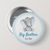 Großer Bruder wird Baby Boy Shower Elefant Blau Button (Vorne & Hinten)
