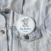 Großer Bruder wird Baby Boy Shower Elefant Blau Button (Beispiel)