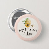 Großer Bruder wird zur Biene Pinkes Mädchen-Baby-P Button (Vorne & Hinten)