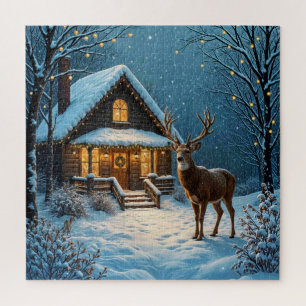 Großer Bucks Weihnachtsbesuch im Schnee Puzzle
