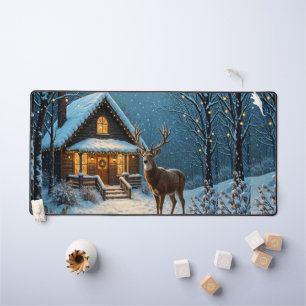Großer Bucks Weihnachtsbesuch im Schnee Schreibtischunterlage