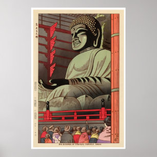 Großer Buddha-Plakat Japanischer Holzschnitt Todai Poster