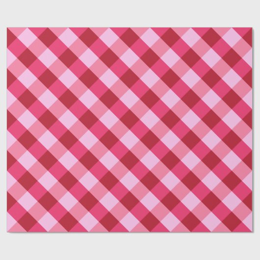 Grosser Buffalo-Karo, Erdbeere in Rosa und Rot Geschenkpapier (Flach)