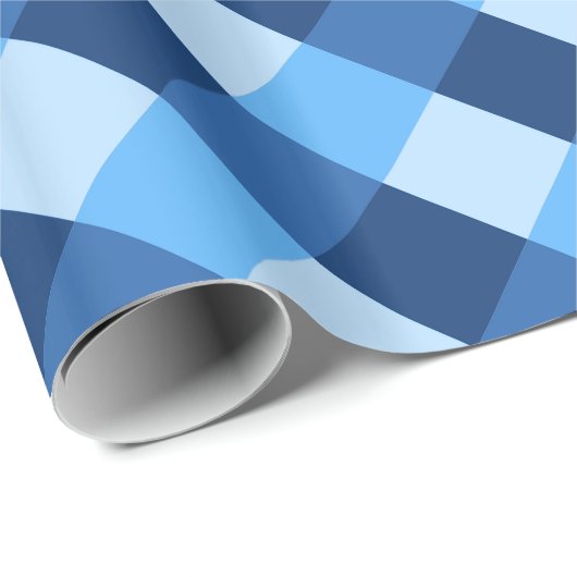 Grosser Buffalo-Karo in Denim-Blau-Tönen Geschenkpapier (Rolleneckpunkt)