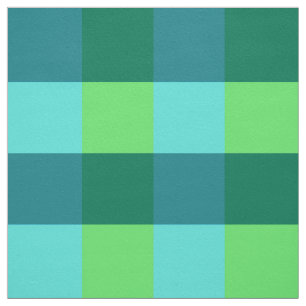 Großer Büffel-Karo, Aqua, aquamarin und Limones Stoff