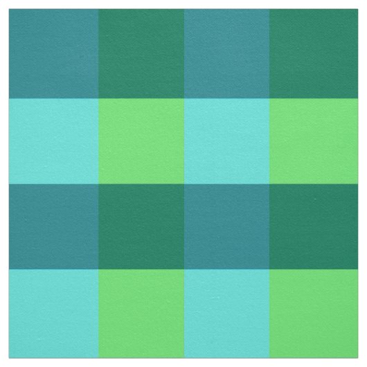 Großer Büffel-Karo, Aqua, aquamarin und Limones Stoff (Muster)