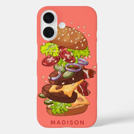 Großer Burger individuelle Name Case-Mate iPhone Hülle (Rückseite)