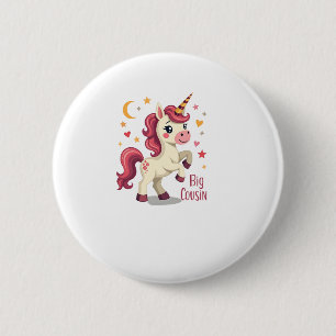 Großer Cousin Einhorn Vintage Süße Kinder Typograf Button