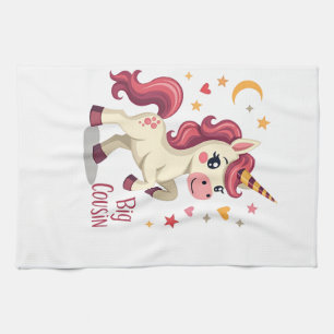 Großer Cousin Einhorn Vintage Süße Kinder Typograf Geschirrtuch