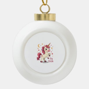 Großer Cousin Einhorn Vintage Süße Kinder Typograf Keramik Kugel-Ornament