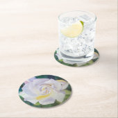 Großer cremefarbener Gardenia Runder Pappuntersetzer (Vor Ort)