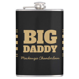 Großer Daddy Karo-Faux-Gold und Schwarz Flachmann