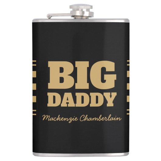 Großer Daddy Karo-Faux-Gold und Schwarz Flachmann (Vorderseite)