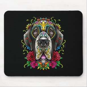 Großer Dan Hund Tattoo-Tag der toten, floralen mex Mousepad