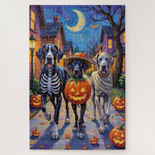 Großer Däne, der an Halloween Süßigkeiten sammelt Puzzle