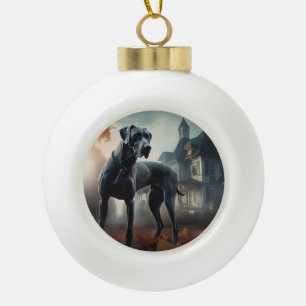 Großer Däne Halloween Gruselig Keramik Kugel-Ornament