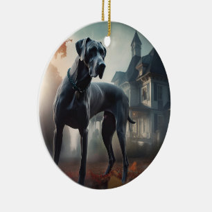 Großer Däne Halloween Gruselig Keramik Ornament