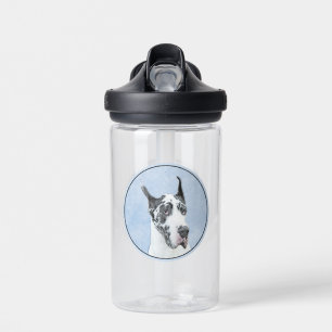 Großer Däne (Harlekin) Gemälde - Originale Hunde-K Trinkflasche