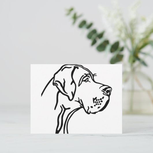 Großer Dane Head zeichnend Postkarte (Stehend Vorderseite)
