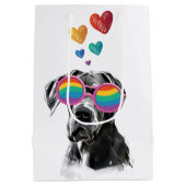 Großer Däne Hund am Herztag Valentinstag Mittlere Geschenktüte (Rückseite)