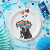 Großer Däne Hund am Herztag Valentinstag Pappteller (Party)