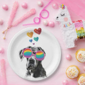 Großer Däne Hund am Herztag Valentinstag Pappteller (Party)