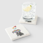 Großer Däne Hund am Herztag Valentinstag Steinuntersetzer (Seitenansicht)